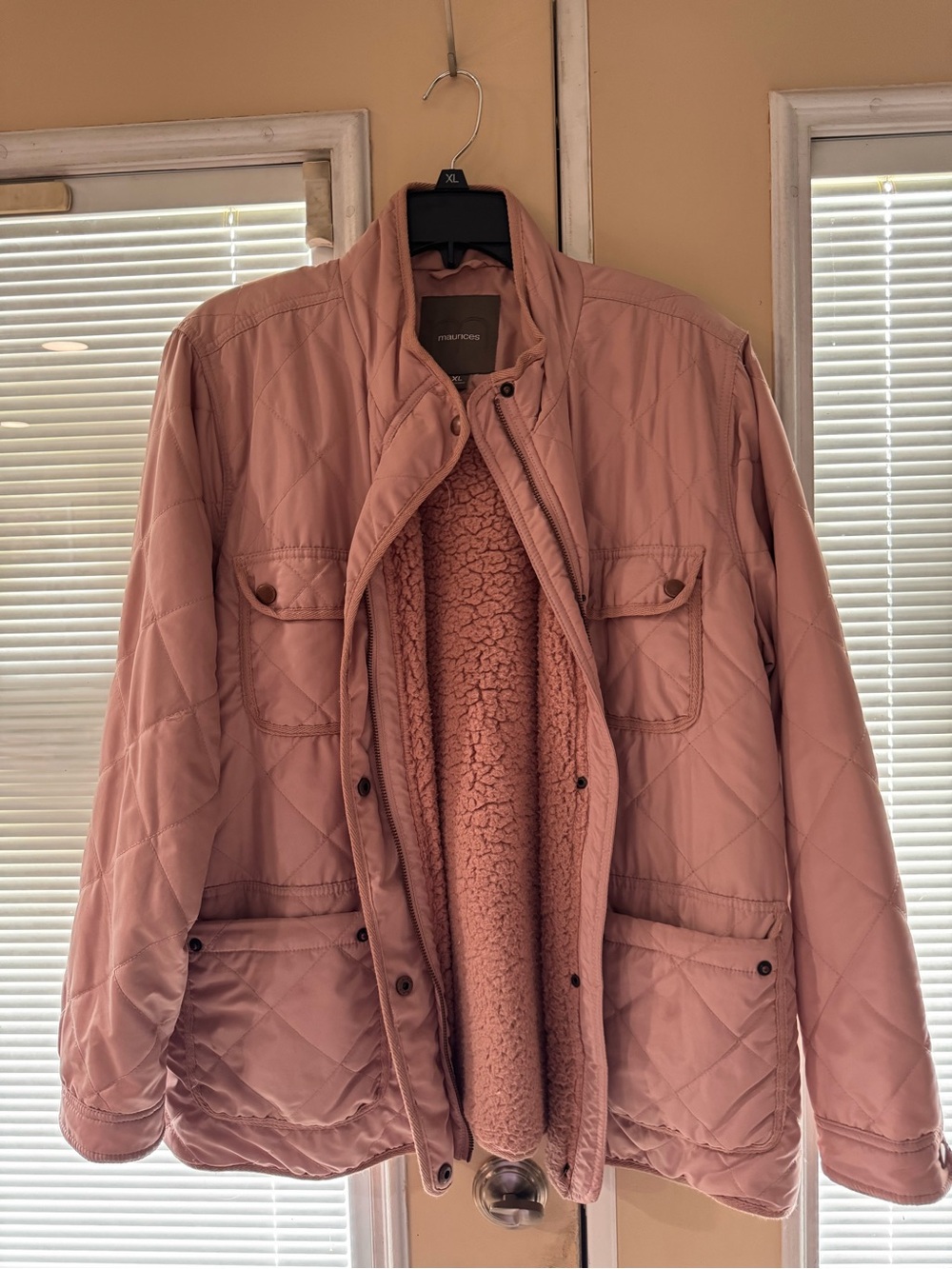 Maurices Dusty Rose Quilted Jacket with Sherpa Lining